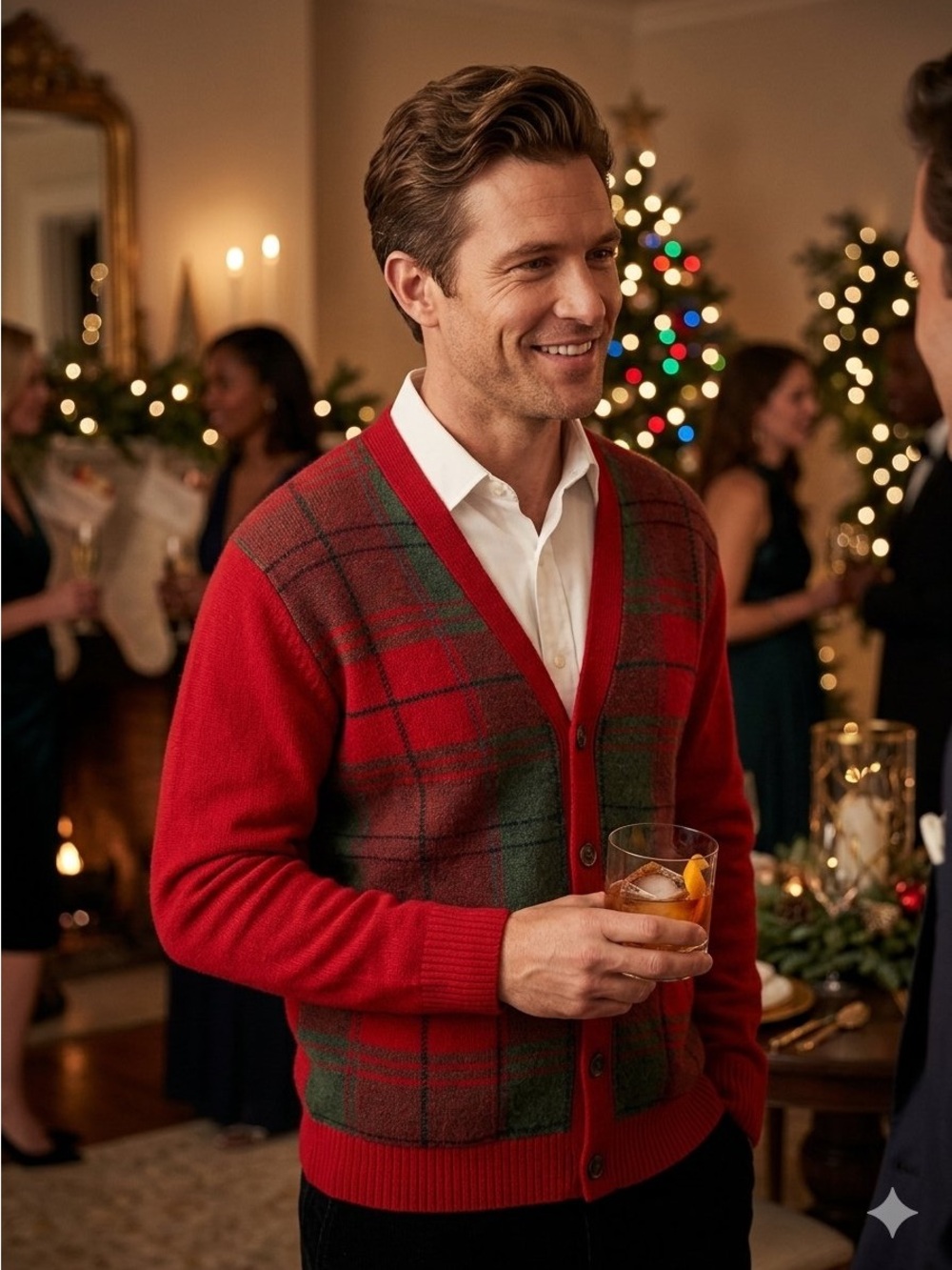 Brooks Brothers Holiday 100% Lambswool Cardigan (M)